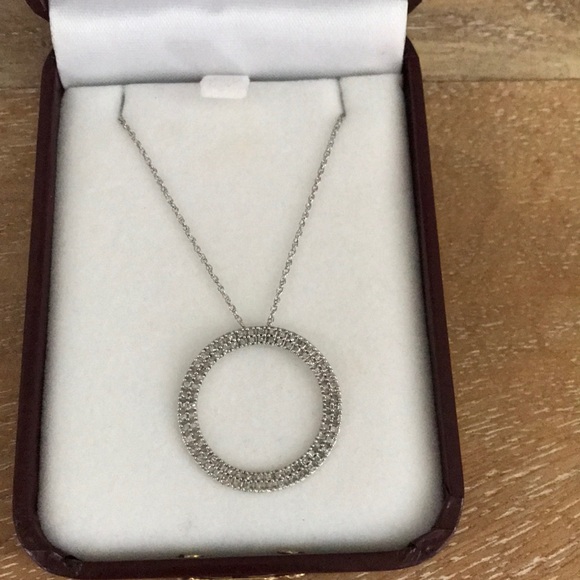 Diamond Open Circle Necklace - Picture 6 of 10